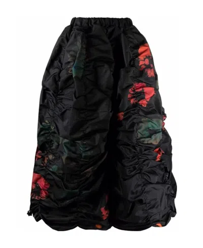 Marni Floral Gathered Skirt In Black