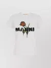Marni White Crewneck T-shirt With Logo Lettering And Logo Print On The Front In White