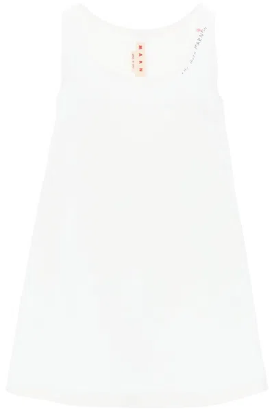 MARNI FLORAL HAND-EMBROIDERED MINI DRESS IN BIANCO FOR WOMEN