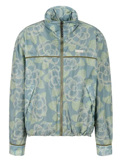 Marni Floral Jacket In Blue