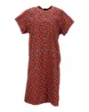 MARNI FLORAL KNEE-LENGTH SHIFT DRESS IN ORANGE COTTON