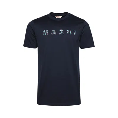 Pre-owned Marni Floral Logo T-shirt 'blue/black' | Men's Size 50