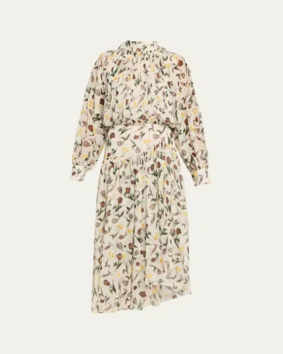 Marni Floral Long-sleeve Fit-&-flare Maxi Dress