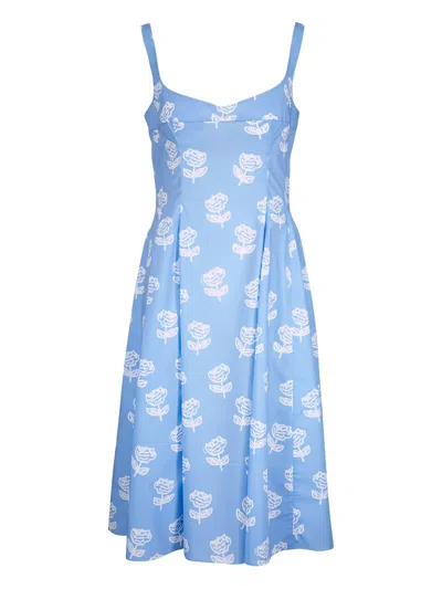 Marni Floral Midi Dress In Blue