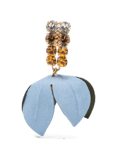 Marni Floral Drop Earrings Multicolor Stones Petals In Blue