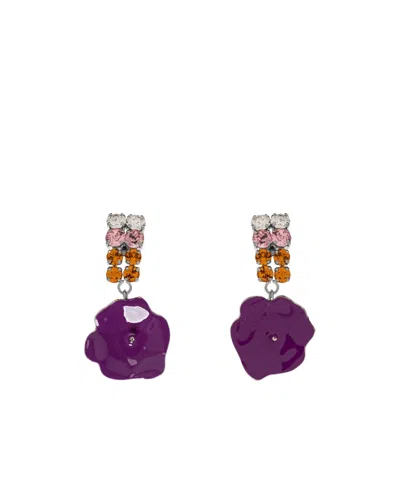 Marni Floral Motif Earrings In White