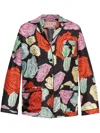 Marni Roses Silk Twill Pyjama Shirt In Black