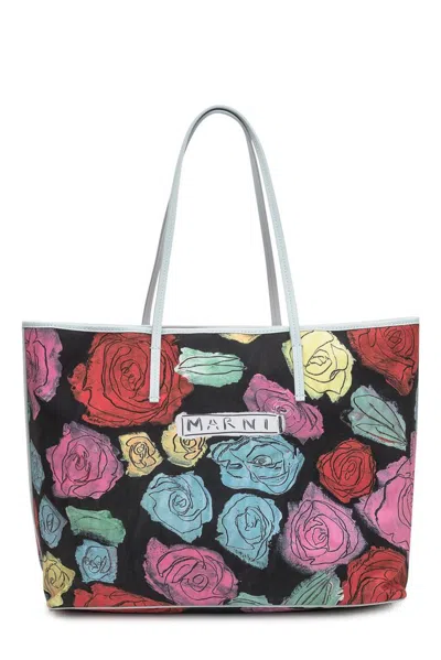 Marni Floral Motif Shopper Bag In Multi