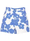 Marni High Waist Printed Shorts With Belt Loops In White