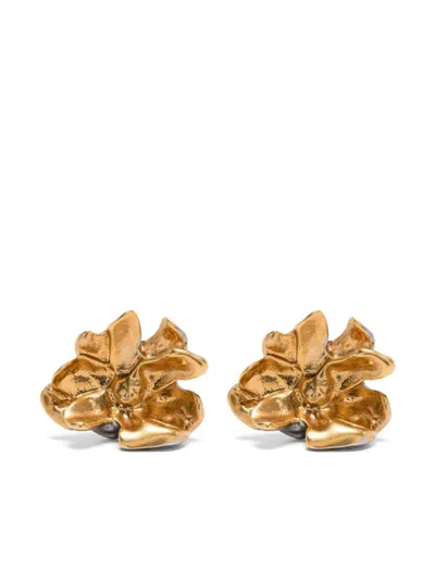 Marni Floral-motif Stud Earrings In Gold