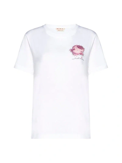 Marni Floral Patch Crewneck T In White