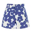 Marni High Waist Printed Shorts With Belt Loops In Blue