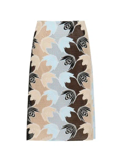 Marni Floral-pattern Knitted Midi Skirt In Multi