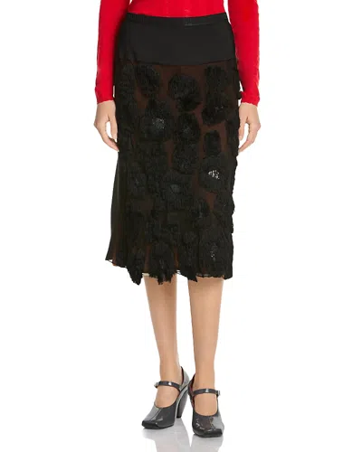 Marni Floral Pattern Midi Skirt In Black