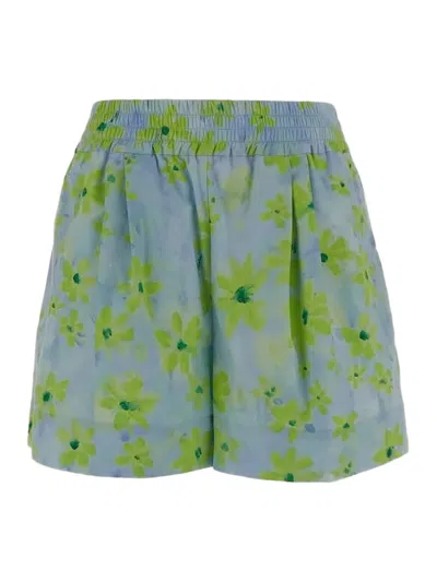 Marni Floral Pattern Relaxed Fit Shorts In Green