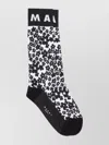 Marni Floral Pattern Ribbed Cuffs Lingerie Socks In Black