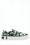 Marni Floral Pattern Slip-on Sneakers With Rubber Sole In Green