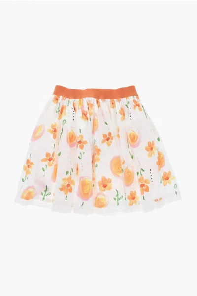 Marni Floral Patterned Skirt With Elastic Waistband In Multi