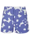 Marni White Cotton Gabardine Shorts With Floral Motif