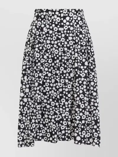 Marni Floral Pleated Midi Jupe In Black
