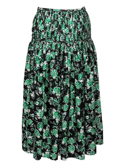 Pre-owned Marni Floral Pleated Midi Skirt