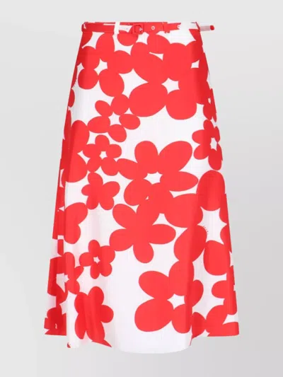 MARNI FLORAL PRINT A-LINE SKIRT WITH BELTED WAIST