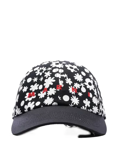 MARNI FLORAL-PRINT BASEBALL CAP