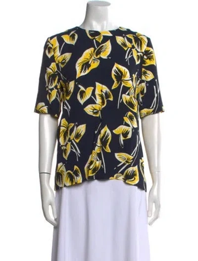 Pre-owned Marni Floral Print Bateau Neckline Blouse In Multi