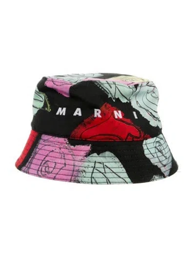 Pre-owned Marni Floral Print Bucket Hat In Black