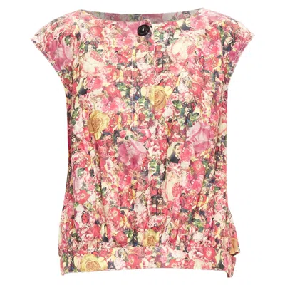 Marni Floral Print Button Boxy Vest Top In Pink
