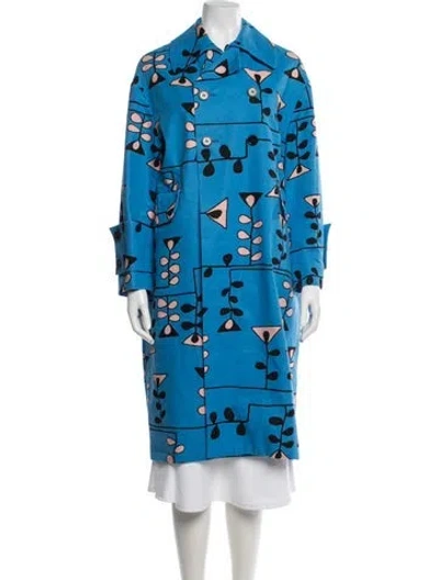 Pre-owned Marni Floral Print Coat In Blue