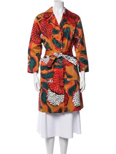 Pre-owned Marni Floral Print Coat In Orange