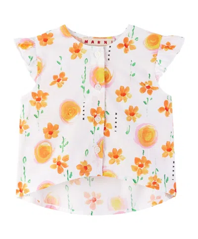 Marni Floral-print Cotton Blouse In Multicolor