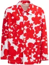 Marni Cotton Jacket With Collared Neck And Floral Pattern In Red