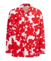 Marni Cotton Jacket With Collared Neck And Floral Pattern In Red