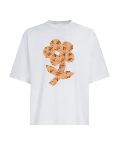Marni Floral-print Cotton T-shirt In White