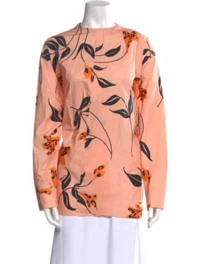Pre-owned Marni Floral Print Cowl Neck Blouse In Orange