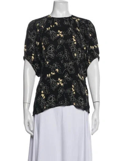 Pre-owned Marni Floral Print Crew Neck Blouse In Black