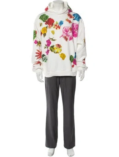 Pre-owned Marni Floral Print Crew Neck Hoodie In White