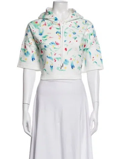 Pre-owned Marni Floral Print Crew Neck Hoodie In White