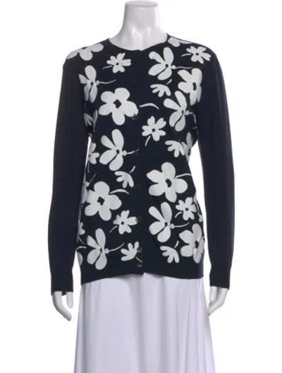 Pre-owned Marni Floral Print Crew Neck Sweater In Blue