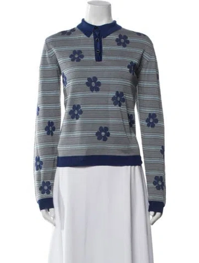 Pre-owned Marni Floral Print Crew Neck Sweater In White