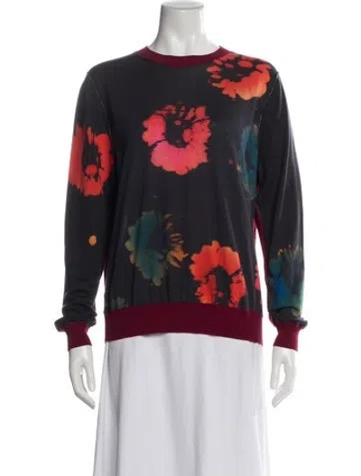 Pre-owned Marni Floral Print Crew Neck Sweatshirt In Blue