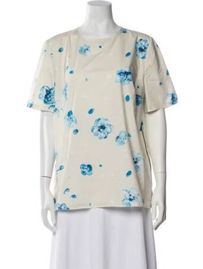 Pre-owned Marni Floral Print Crew Neck Top In Blue