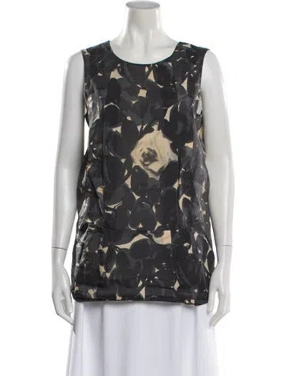 Pre-owned Marni Floral Print Crew Neck Top In Gray