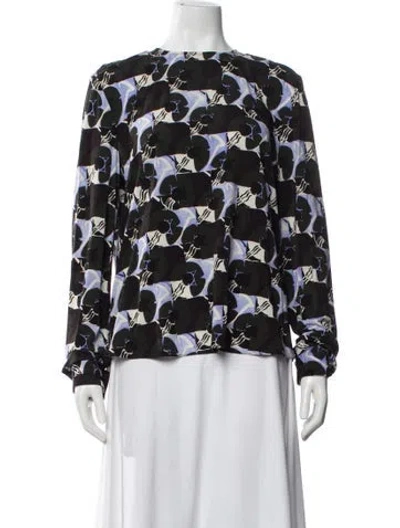 Pre-owned Marni Floral Print Crew Neck Top In Gray