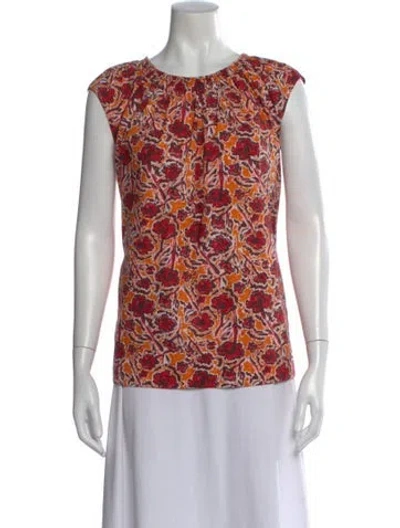 Pre-owned Marni Floral Print Crew Neck Top In Orange