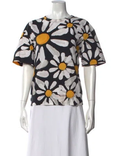 Pre-owned Marni Floral Print Crew Neck T-shirt In Black