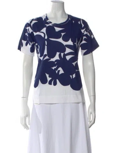 Pre-owned Marni Floral Print Crew Neck T-shirt In Blue