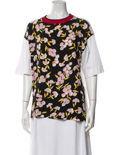 Pre-owned Marni Floral Print Crew Neck T-shirt In Green